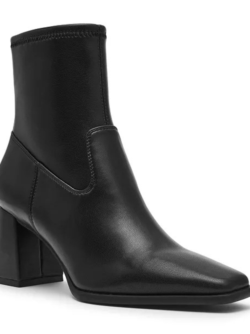 Anne Klein Black Leather Block Heel Ankle Boots